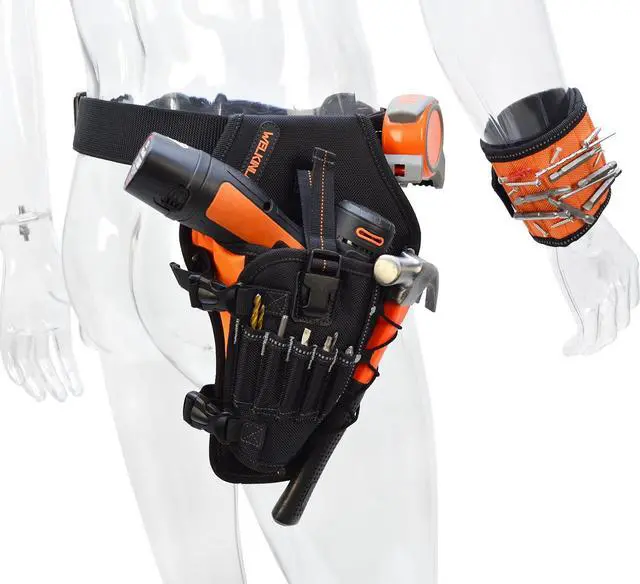 Alt view image 3 of 7 - 3-In1 Drill Holster Set, Heavy-Duty Power Drill Holster | Tool Belt For Drill With Magnetic Wristband, Quick Drill Holster With Belt, Tool Belt Holster For Drill, Drill Tool Belt Men