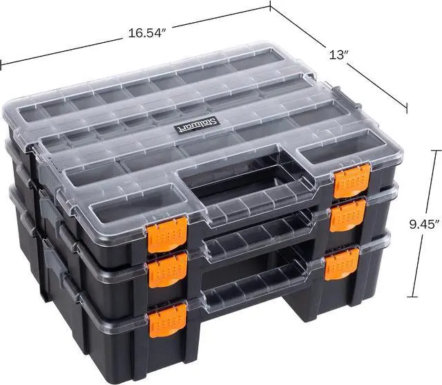Alt view image 2 of 7 - Stalwart Tool Box Organizer - 3-in-1 Portable Small Parts Organizer, Gray