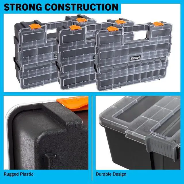 Alt view image 4 of 7 - Stalwart Tool Box Organizer - 3-in-1 Portable Small Parts Organizer, Gray