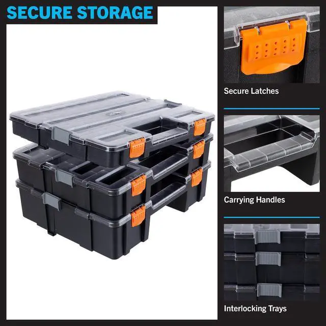 Alt view image 5 of 7 - Stalwart Tool Box Organizer - 3-in-1 Portable Small Parts Organizer, Gray