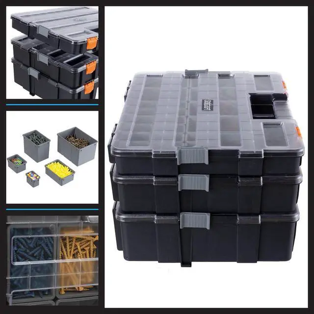 Alt view image 6 of 7 - Stalwart Tool Box Organizer - 3-in-1 Portable Small Parts Organizer, Gray