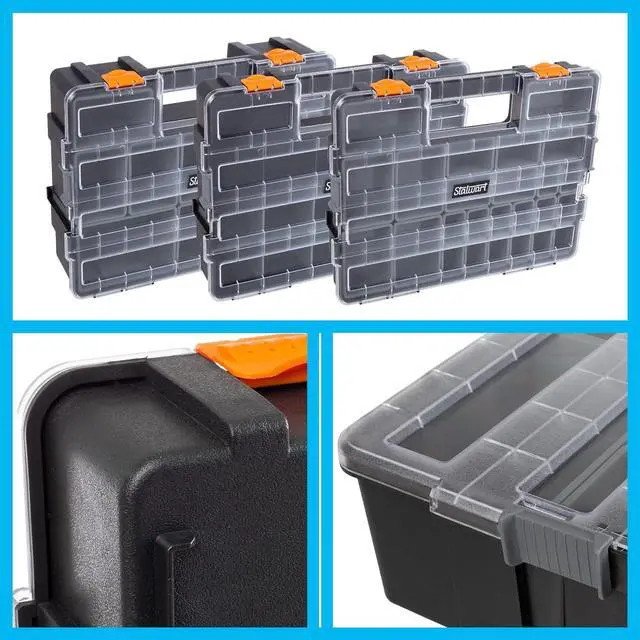 Alt view image 7 of 7 - Stalwart Tool Box Organizer - 3-in-1 Portable Small Parts Organizer, Gray
