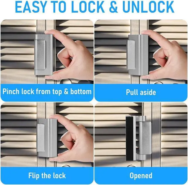 Alt view image 6 of 7 - Door Reinforcement Lock, 3PACK Home Security Door Lock Withstands 800 lbs, Childproof Top Door Lock Latch for Toddlers Safety, Inside Night Defender for Inward Swinging Doors