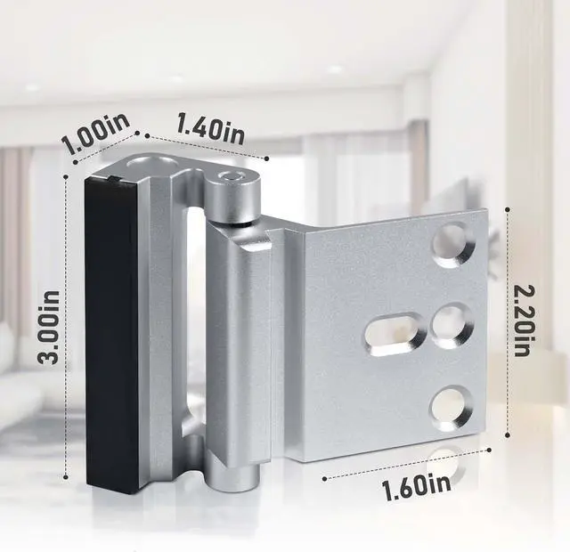 Alt view image 7 of 7 - Door Reinforcement Lock, 3PACK Home Security Door Lock Withstands 800 lbs, Childproof Top Door Lock Latch for Toddlers Safety, Inside Night Defender for Inward Swinging Doors