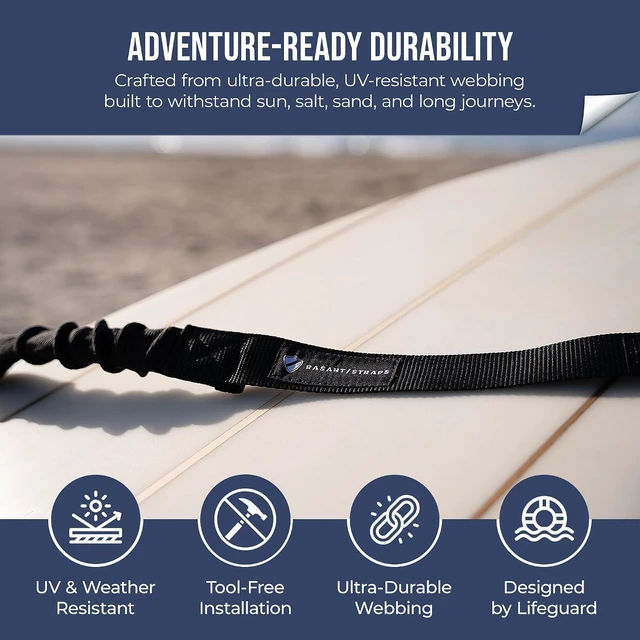 Alt view image 3 of 6 - T-Pull Quick-Release Tie-Down Strap (2 Straps Included) Fast, One-Handed Strap System for Surfboards, Paddleboards, Kayaks & Roof Racks Ultra-Durable, Easy to Use, No Knots or Hassle