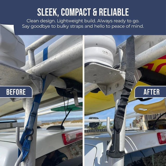 Alt view image 5 of 6 - T-Pull Quick-Release Tie-Down Strap (2 Straps Included) Fast, One-Handed Strap System for Surfboards, Paddleboards, Kayaks & Roof Racks Ultra-Durable, Easy to Use, No Knots or Hassle