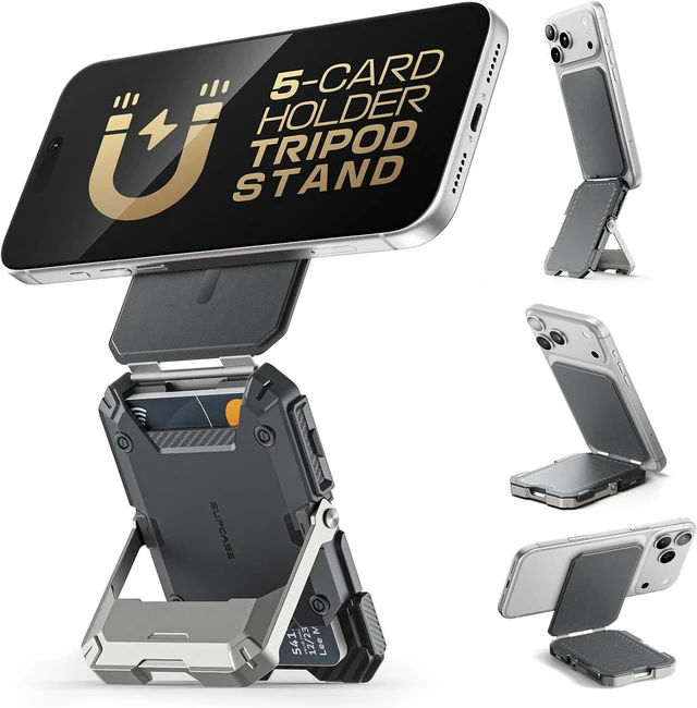 Main image of for MagSafe Wallet with Adjustable Stand, Hold 5 Cards, Silver