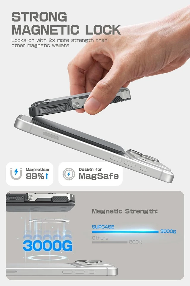 Alt view image 2 of 7 - for MagSafe Wallet with Adjustable Stand, Hold 5 Cards, Silver