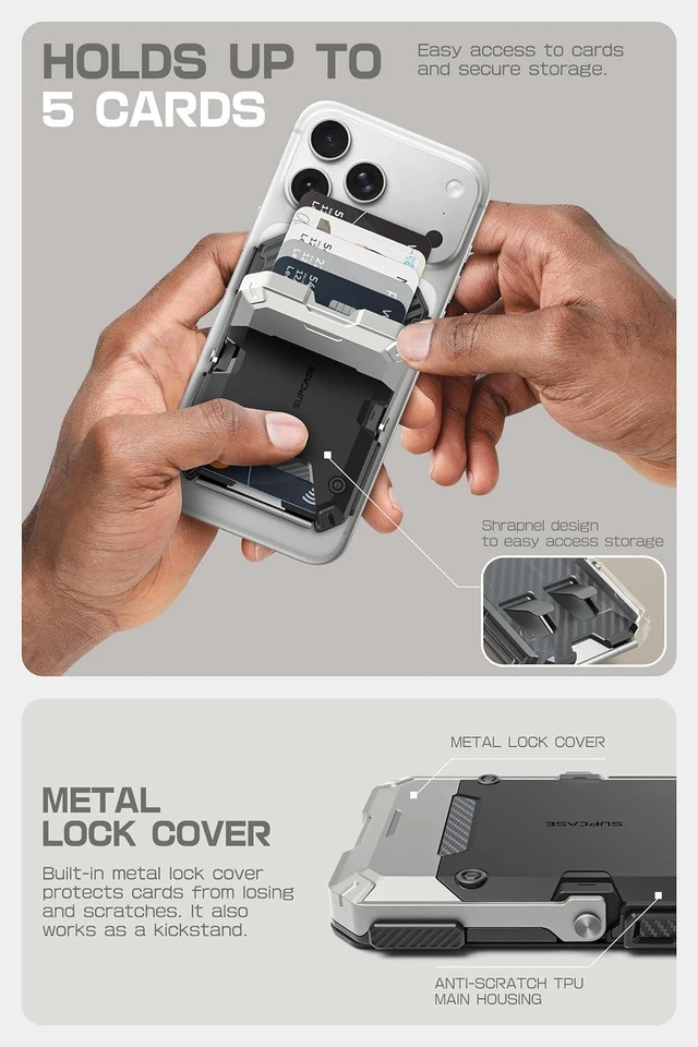 Alt view image 4 of 7 - for MagSafe Wallet with Adjustable Stand, Hold 5 Cards, Silver