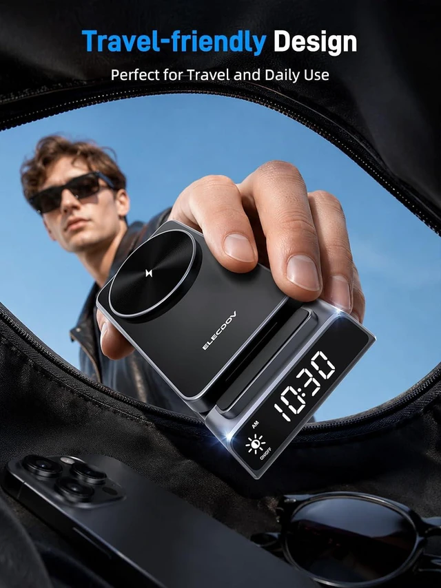Alt view image 3 of 7 - 3 in 1 Charging Station for , Travel Wireless Charger with Clock