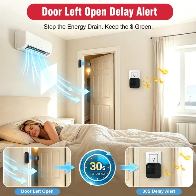 Alt view image 4 of 7 - WiFi Door Chime, Door Alarm Sensor with Phone Notifications via App