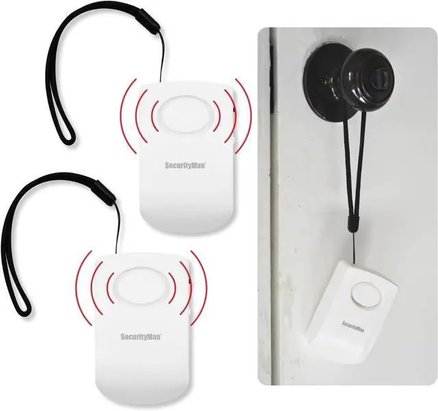 Main image of Securityman Door Handle Alarm with 130dB Vibration Triggered Portable Door Alarms When Opened - Perfect for Kids, Toddler, Elderly, Hotel, Travel, Bedroom (2 Pack Door Security)