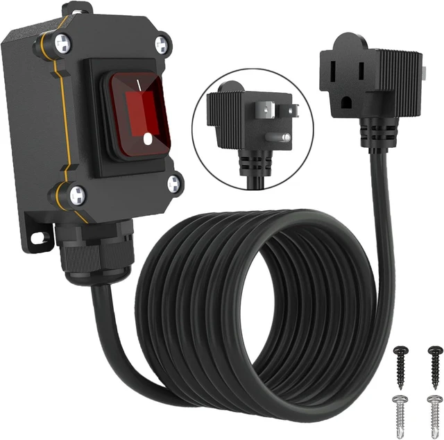 Main image of Inline Cord Switch with 16.5ft 14AWG Cable Piggyback Plug(3-Pronged), IP67 Waterproof Switched Extension Cord, AC/DC 20A-125V, 16A-250V Inline Power Switch (16.5FT)