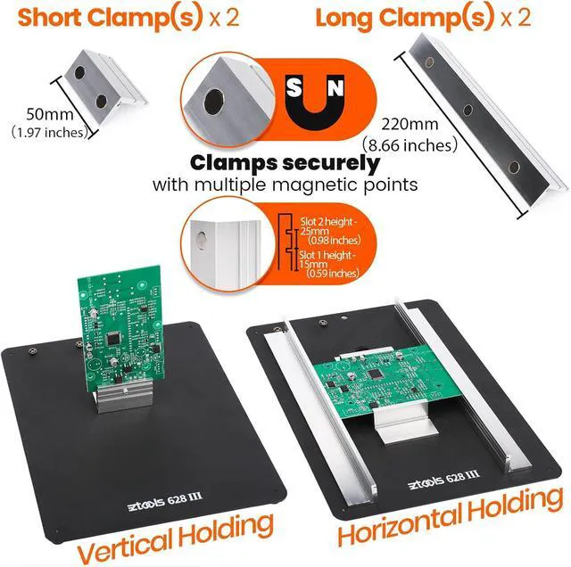 Alt view image 2 of 6 - 628 III Professional PCB Holder Heavy & Solid 1.7kg with Hot Air Rework Bracket Helping Hands for Clamp Holding Circuit Board and SMD Reflow Soldering