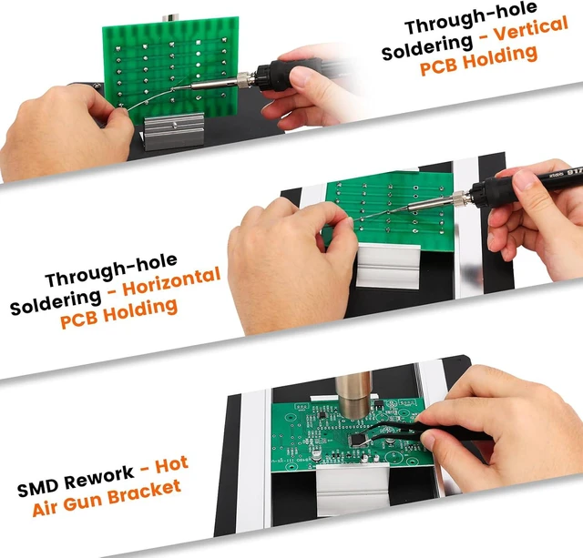 Alt view image 4 of 6 - 628 III Professional PCB Holder Heavy & Solid 1.7kg with Hot Air Rework Bracket Helping Hands for Clamp Holding Circuit Board and SMD Reflow Soldering