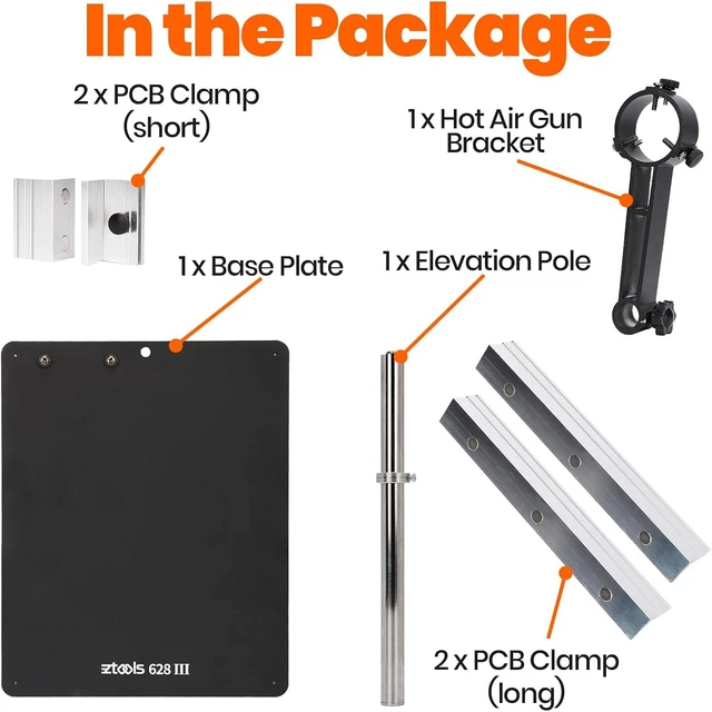 Alt view image 5 of 6 - 628 III Professional PCB Holder Heavy & Solid 1.7kg with Hot Air Rework Bracket Helping Hands for Clamp Holding Circuit Board and SMD Reflow Soldering