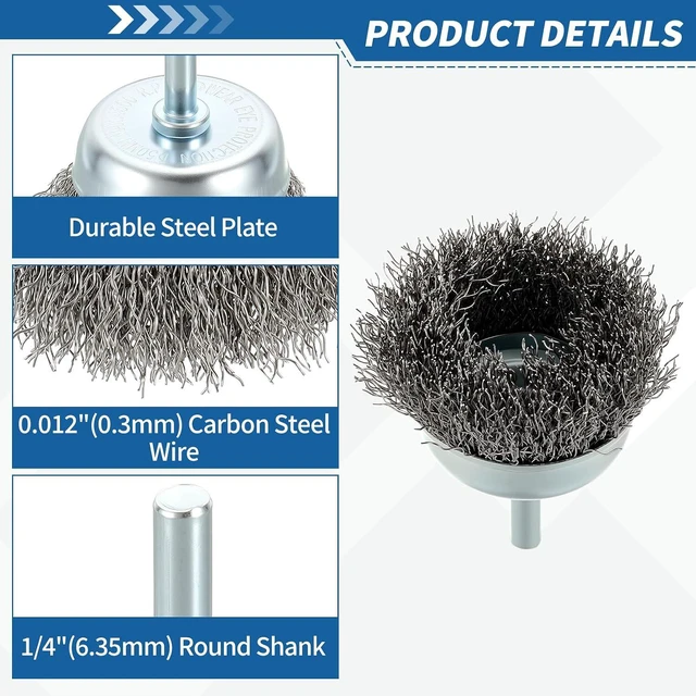 Alt view image 4 of 7 - 42 Pack Wire Wheel Cup & Pen Brush Set for Drill with 1/4" Shank