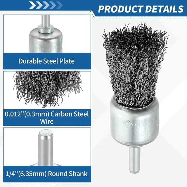 Alt view image 5 of 7 - 42 Pack Wire Wheel Cup & Pen Brush Set for Drill with 1/4" Shank