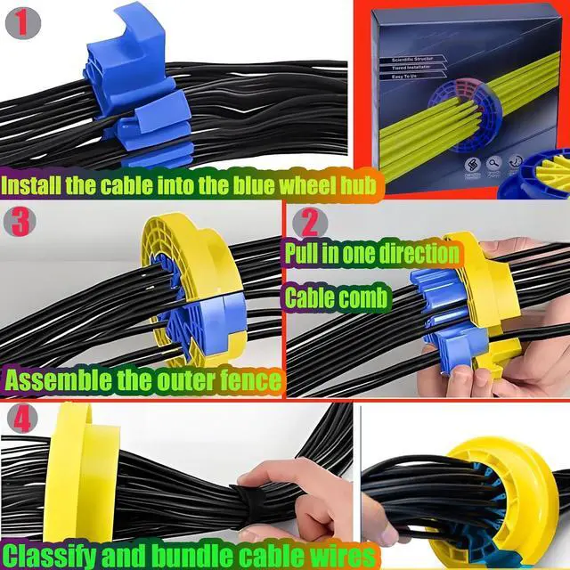 Alt view image 3 of 6 - Wire Combing Device, Network Cable Management,Network Tools for Sorting Wires, (Blue-Red+Yellow Blue+Blue Yellow) 3 Cable Organization Tools, and Ethernet Cable Organization Tools