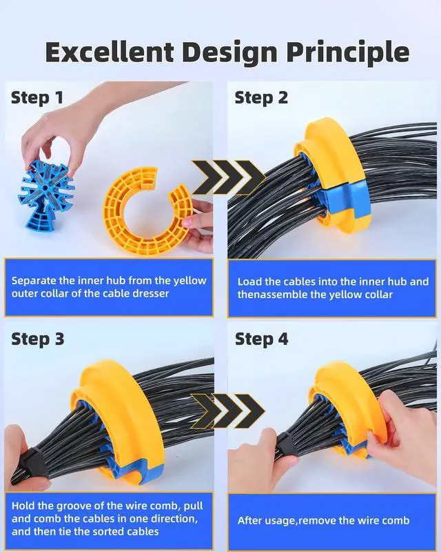Alt view image 3 of 7 - Wire Comb Kit, Network Cable Management Tool Set, Network Tools for Comb Data Cables or Wires, Cable Management Comb and Ethernet Cable Wire Comb Organizer Tool