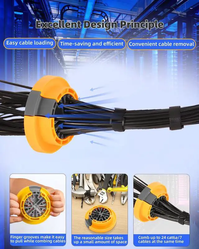 Alt view image 6 of 7 - Wire Comb Kit, Network Cable Management Tool Set, Network Tools for Comb Data Cables or Wires, Cable Management Comb and Ethernet Cable Wire Comb Organizer Tool