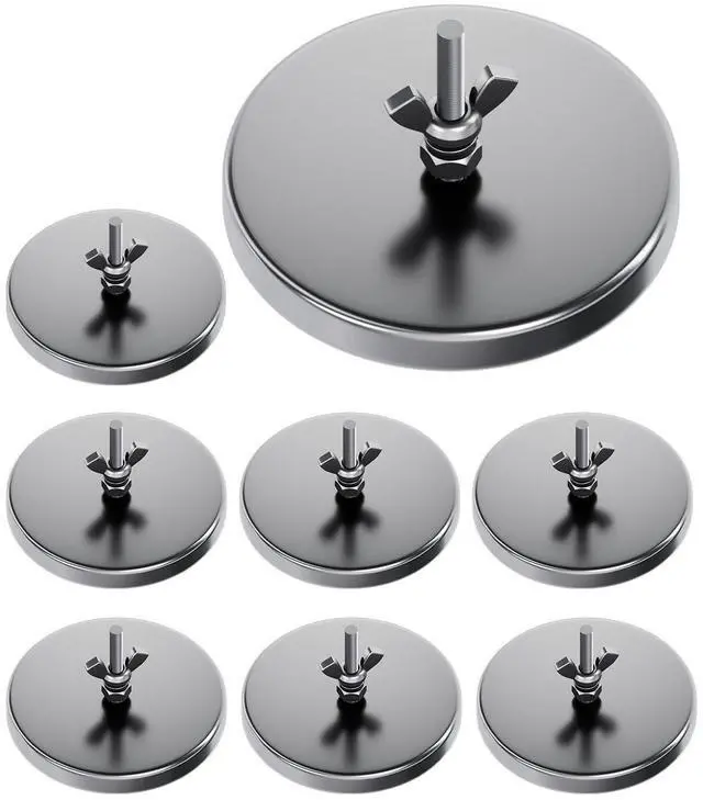 Main image of 8Pack Magnetic Flag Holder 3.2" Strong Round Base Magnet | 100lbs Magnets with 0.27" Center Hole for Mounting with Assemblable M6 Bolt Nut Washers and Wing Nuts for Wire Loop Flags