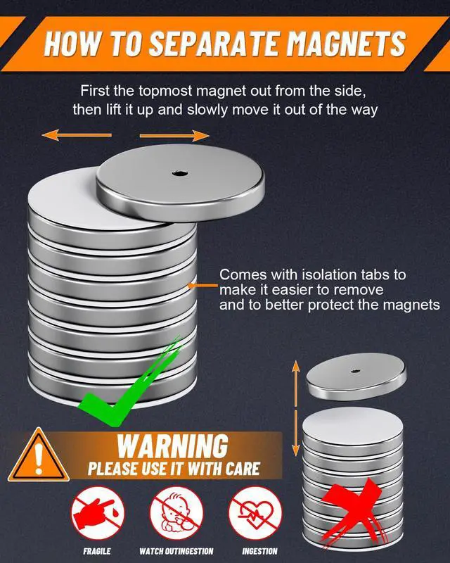 Alt view image 6 of 7 - 8Pack Magnetic Flag Holder 3.2" Strong Round Base Magnet | 100lbs Magnets with 0.27" Center Hole for Mounting with Assemblable M6 Bolt Nut Washers and Wing Nuts for Wire Loop Flags