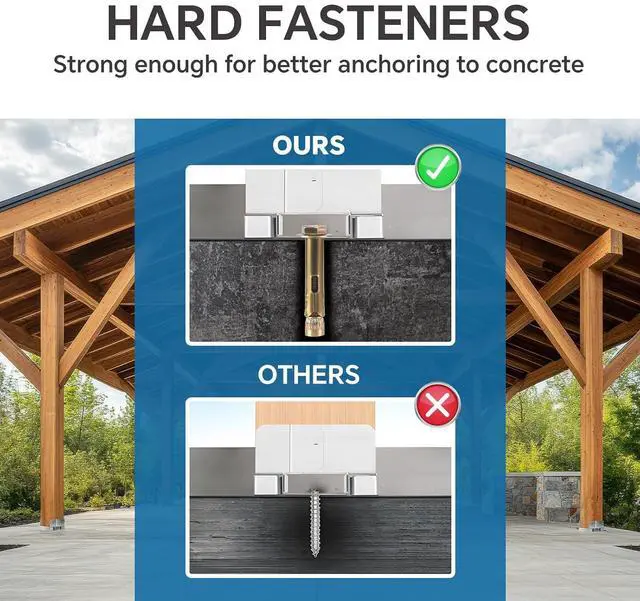 Alt view image 3 of 7 - 6x6 Galvanized Post Base for Concrete, 10 Pack Post Deck Base Anchor | Post Base Holder for 5.5x5.5 Wood, with 1" Standoff for Deck Gazebo, Pergola, Porch, Includes 10 Fastener & 100 Screws