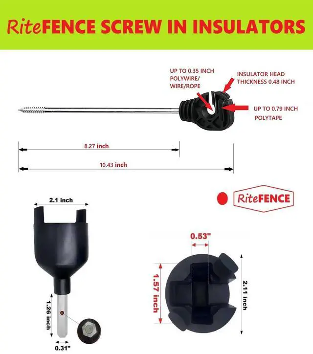 Alt view image 2 of 7 - Electric Fencing Premium Stand Off/Long Arm Multi Purpose Insulator for Polywire/Polytape/Rope/Wire PK130 with 1 Free Socket Tool/Drill Chuck