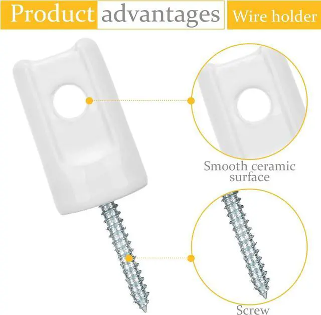 Alt view image 3 of 6 - 50 Pack Ceramic Electric Fence Insulator Heavy Duty Ceramic Porcelain Lag Screw Insulator for Wooden Post Electrical Wire Ground Fencing Agricultural and Ranchers Supplies