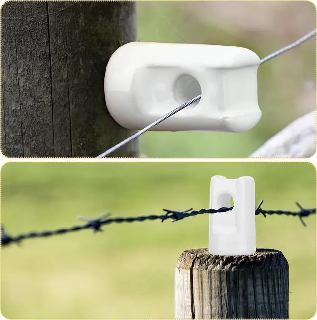 Alt view image 5 of 6 - 50 Pack Ceramic Electric Fence Insulator Heavy Duty Ceramic Porcelain Lag Screw Insulator for Wooden Post Electrical Wire Ground Fencing Agricultural and Ranchers Supplies