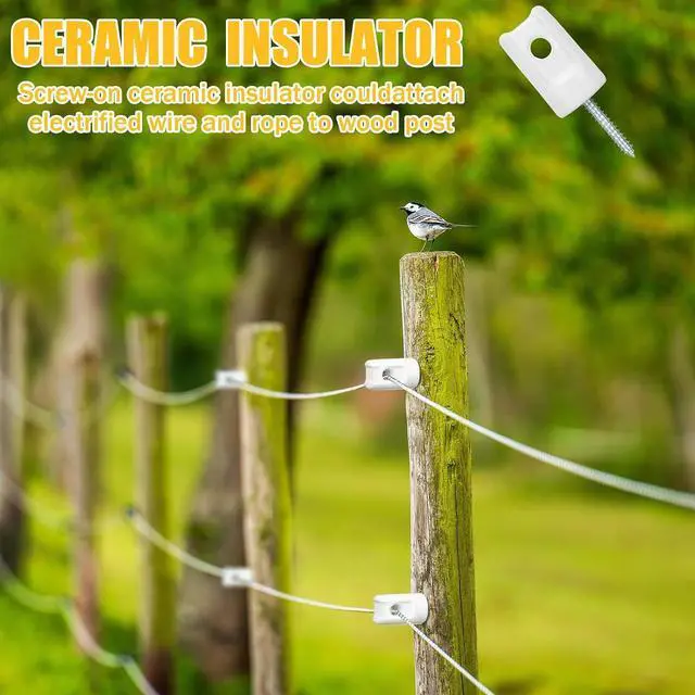 Alt view image 6 of 6 - 50 Pack Ceramic Electric Fence Insulator Heavy Duty Ceramic Porcelain Lag Screw Insulator for Wooden Post Electrical Wire Ground Fencing Agricultural and Ranchers Supplies