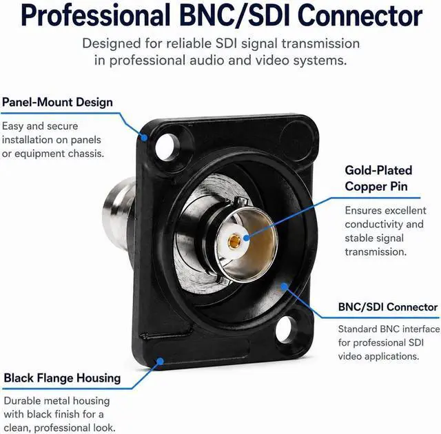 Alt view image 2 of 7 - Toronce D R Series BNC Passthrough Panel-Mount Connector (BNC_5Pack)