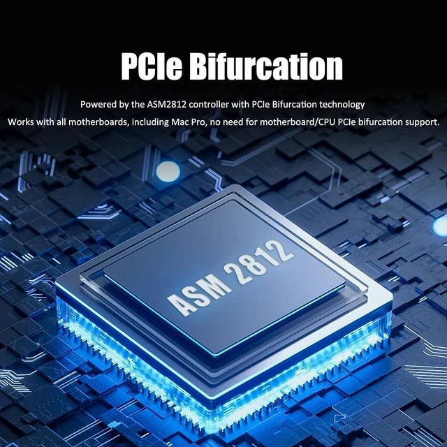 Alt view image 5 of 7 - PA20 Dual M.2 NVMe to PCIe 3.0 X4 Adapter with PCIe Bifurcation, Setup Soft M.2 NVMe RAID via OS Tool (Support 22110/2280 Size)