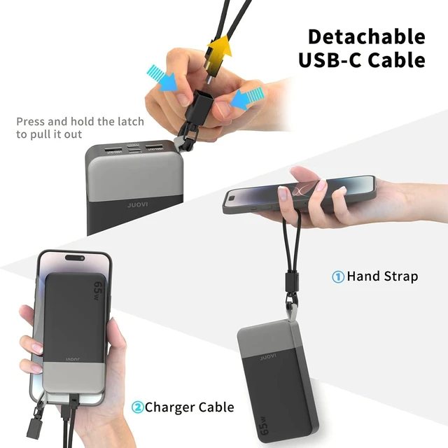 Alt view image 4 of 7 - 65w Portable Charger for Laptop Power Bank 20000mAh with USB-C Cable