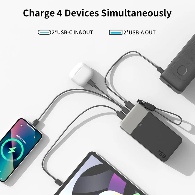 Alt view image 5 of 7 - 65w Portable Charger for Laptop Power Bank 20000mAh with USB-C Cable