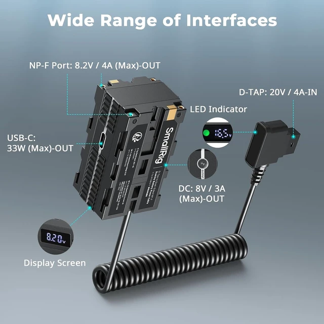 Alt view image 2 of 7 - NPF Dummy Battery, D-tap to Dual-Sided NP-F Power Cable - 4884