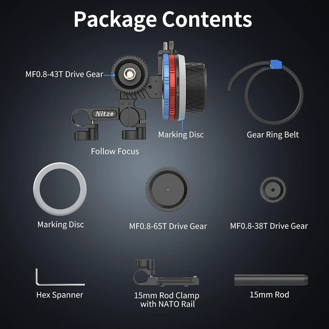 Alt view image 7 of 7 - MF15C Mini Follow Focus Kit with 15mm Rod & Rod Clamp