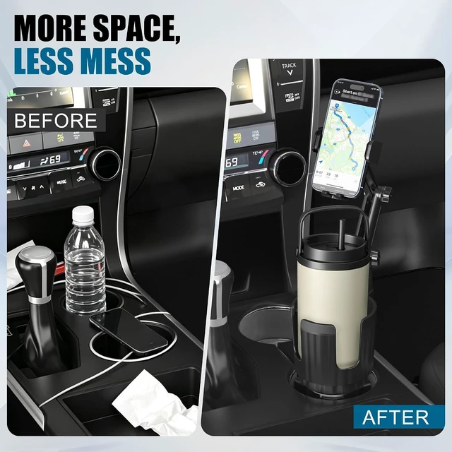 Alt view image 2 of 7 - 2-in-1 Cup Phone Holder for Car with up to 15W Wireless Charging