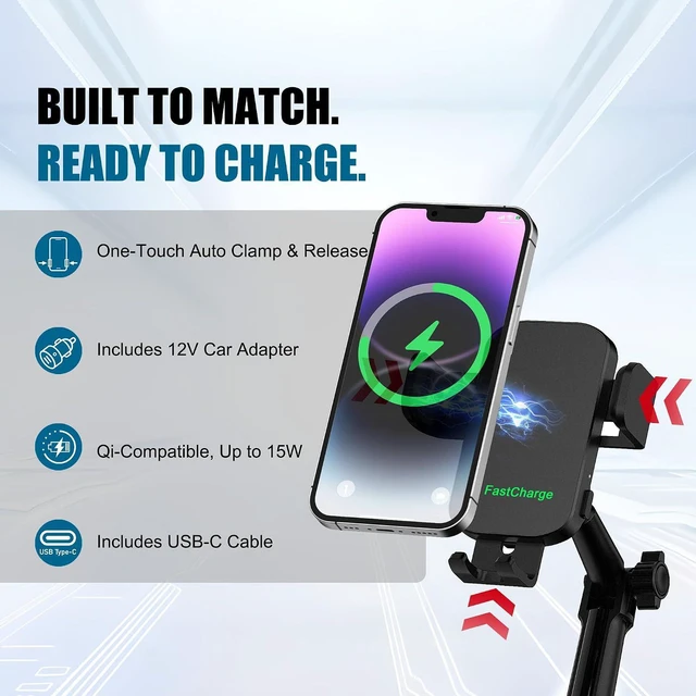 Alt view image 3 of 7 - 2-in-1 Cup Phone Holder for Car with up to 15W Wireless Charging