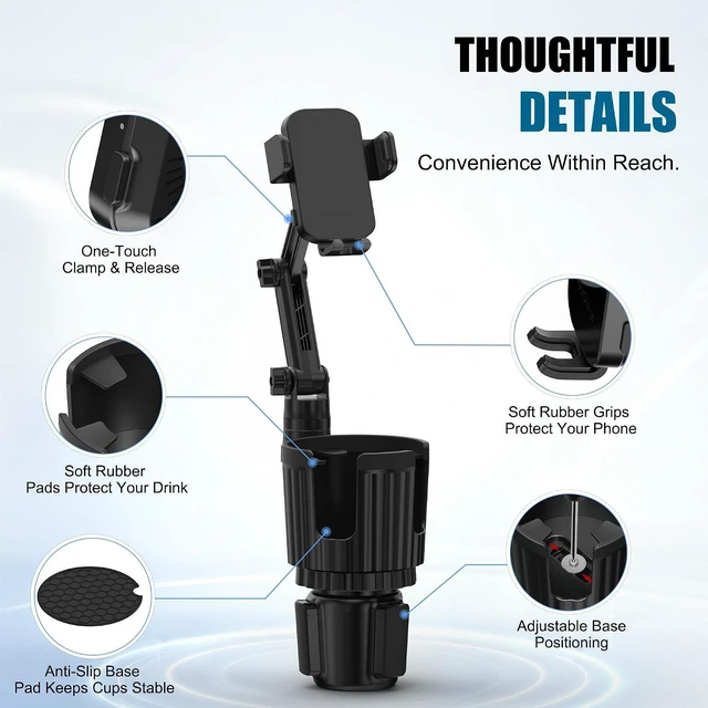 Alt view image 4 of 7 - 2-in-1 Cup Phone Holder for Car with up to 15W Wireless Charging