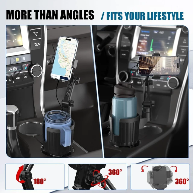 Alt view image 5 of 7 - 2-in-1 Cup Phone Holder for Car with up to 15W Wireless Charging