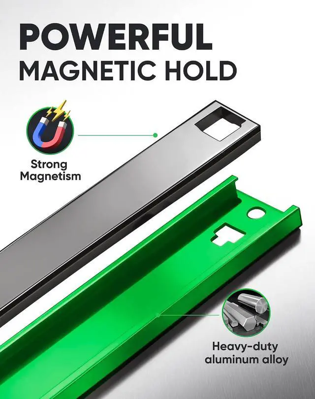 Alt view image 6 of 7 - Magnetic Socket Organizer Set, 6PC Heavy Duty Aluminum Socket Holder Organizer, 360° Swivel Clips Socket Holder Kit for Toolbox Drawer Fit 1/2, 3/8, 1/4-Inch x 80 Clips (Green, 6PC)