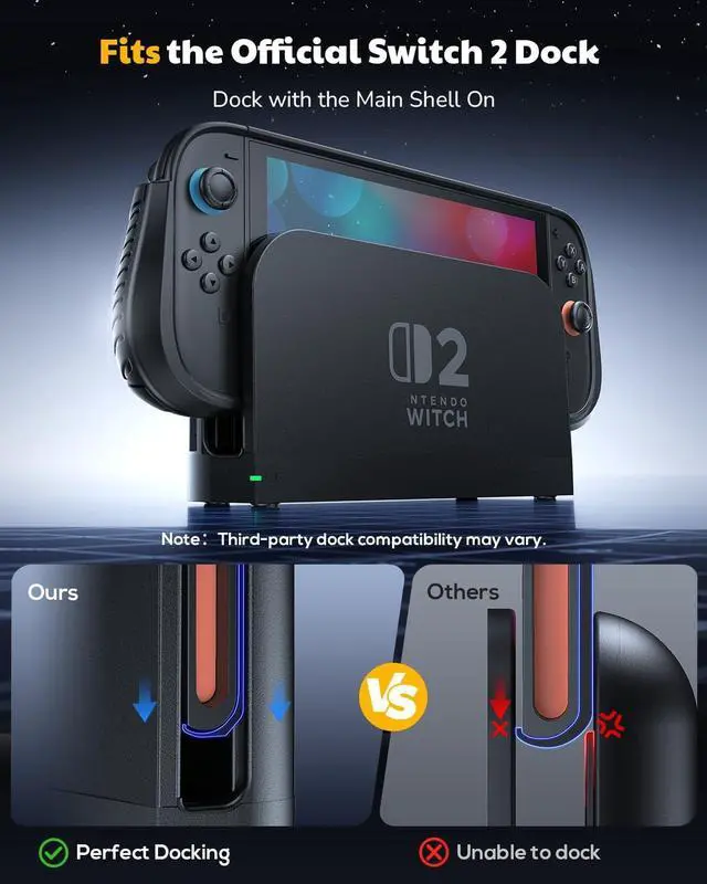 Alt view image 4 of 7 - Switch 2 Protective Case with Front Cover & Detachable Power Bank | PD 20W Power Bank, Dockable Case with Grip Cover for Switch 2, Front Cover with 12 Game Card Slots