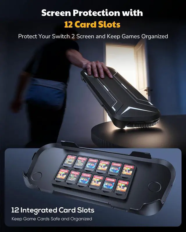 Alt view image 7 of 7 - Switch 2 Protective Case with Front Cover & Detachable Power Bank | PD 20W Power Bank, Dockable Case with Grip Cover for Switch 2, Front Cover with 12 Game Card Slots
