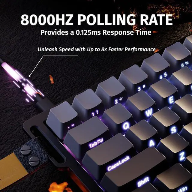 Alt view image 3 of 7 - X68 HE 8KHZ Rapid Trigger Keyboard Magnetic Switch,0.01 mm RT Accuracy,Wired RGB 60% Gaming Keyboard TKL with Adjustable Actuation,Snap Tap,Coiled Cable,for PC/Mac(Moon Night)