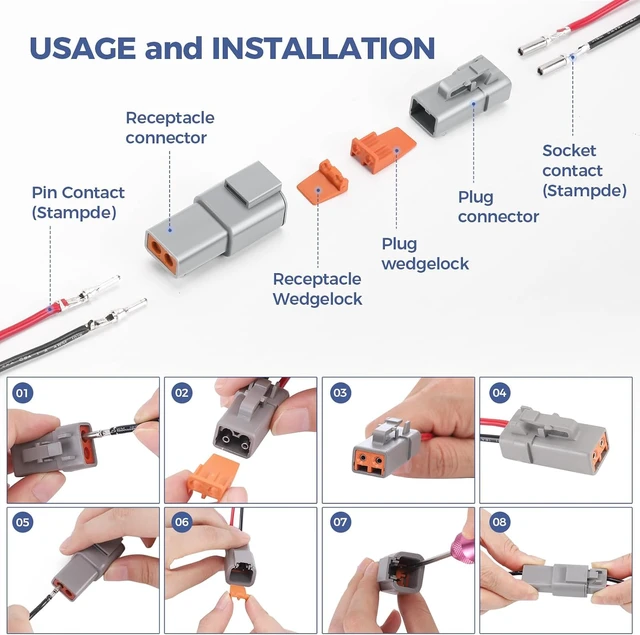 Alt view image 3 of 7 - 120 PCS Deutsch DTP Connector Kit, 2/4 Pin, 12 Sets