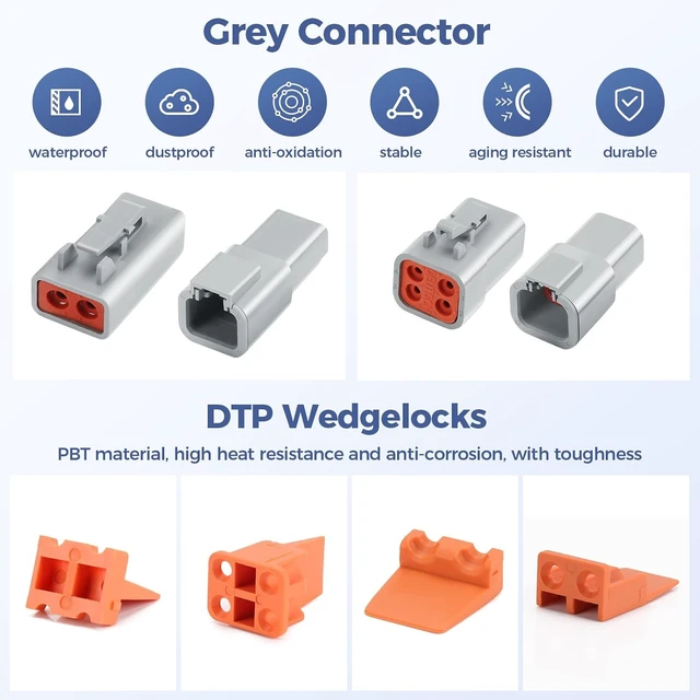 Alt view image 6 of 7 - 120 PCS Deutsch DTP Connector Kit, 2/4 Pin, 12 Sets