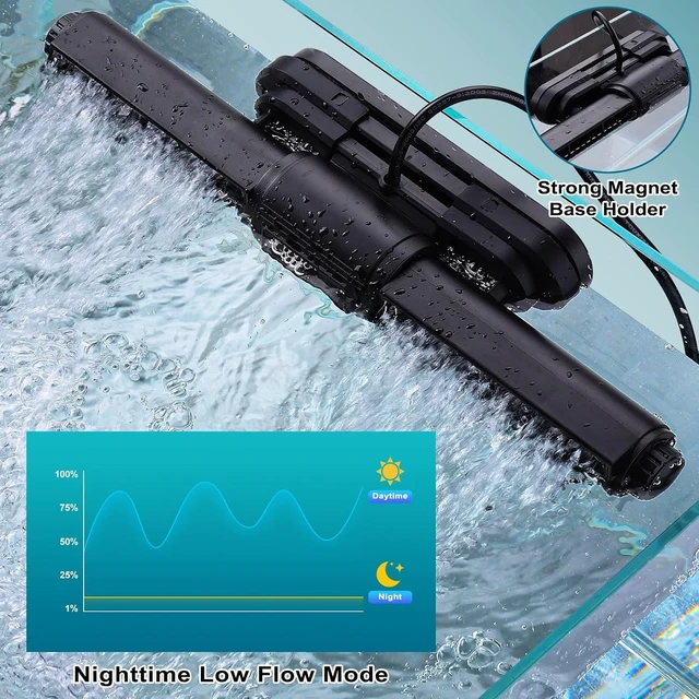Alt view image 6 of 6 - Intelligent 25W Aquarium Wave Maker with Wireless Control, 6 Waves/Night/Feed Modes & Magnetic Holder