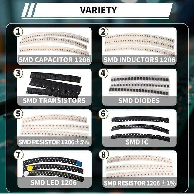 Alt view image 5 of 6 - 6020-Piece SMD 1206 Resistors & Components Kit, Resistors, Capacitors, LEDs, ICs
